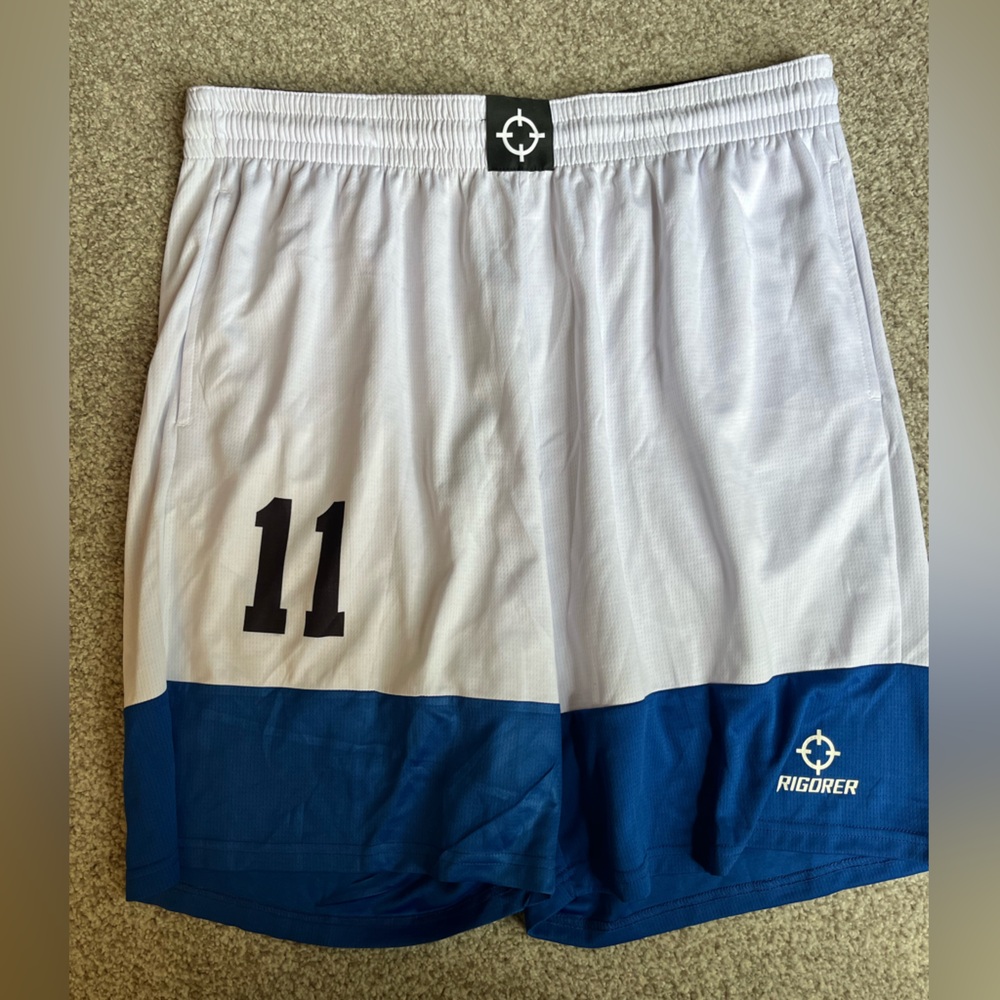 Men's Athletic Shorts in White and Blue